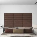 Panouri perete 12 buc. maro 60×15 cm, piele ecologică, 1,08 m²