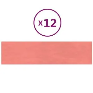Panouri de perete 12 buc. roz 60×15 cm catifea 1,08 m²