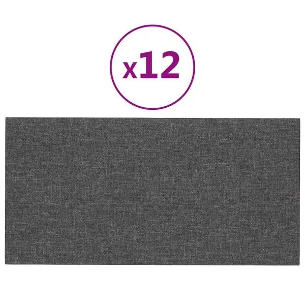 Panouri de perete 12 buc. gri închis 60×30 cm textil 2,16 m²1