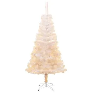Brad de Crăciun artificial cu vârfuri irizate, alb, 150 cm, PVC