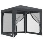 Cort de petrecere 4 pereți din plasă antracit 2,5×2,5 m HDPE