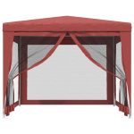 Cort de petrecere cu 4 pereți din plasă, roșu, 3×3 m, HDPE
