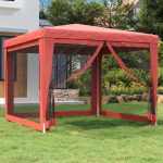 Cort de petrecere cu 4 pereți din plasă, roșu, 3×3 m, HDPE