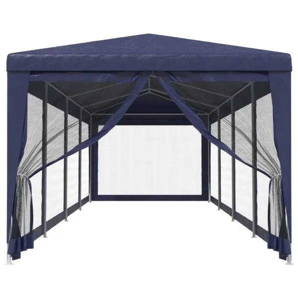 Cort de petrecere cu 10 pereți din plasă, albastru, 3×12 m HDPE