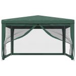 Cort de petrecere cu 4 pereți din plasă, verde, 4×4 m, HDPE