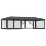 Cort de petrecere cu 8 pereți din plasă, antracit, 9×4 m, HDPE
