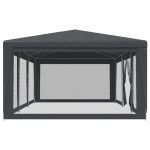Cort de petrecere cu 8 pereți din plasă, antracit, 9×4 m, HDPE