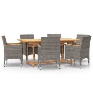 Set mobilier de grădină cu perne, gri, 7 piese