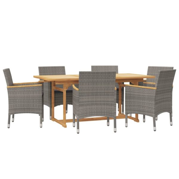 Set mobilier de grădină cu perne, gri, 7 piese