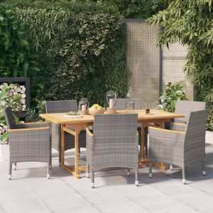 Set mobilier de grădină cu perne, gri, 7 piese