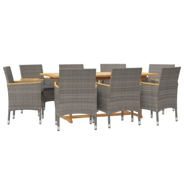 Set mobilier de grădină cu perne, gri, 9 piese