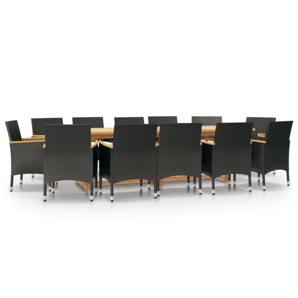 Set mobilier de grădină cu perne, 13 piese, negru