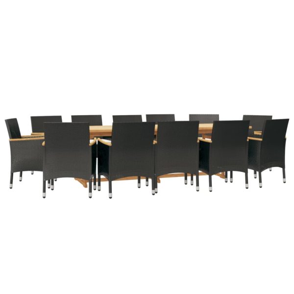 Set mobilier de grădină cu perne, 13 piese, negru