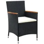 Set mobilier de grădină cu perne, negru, 9 piese