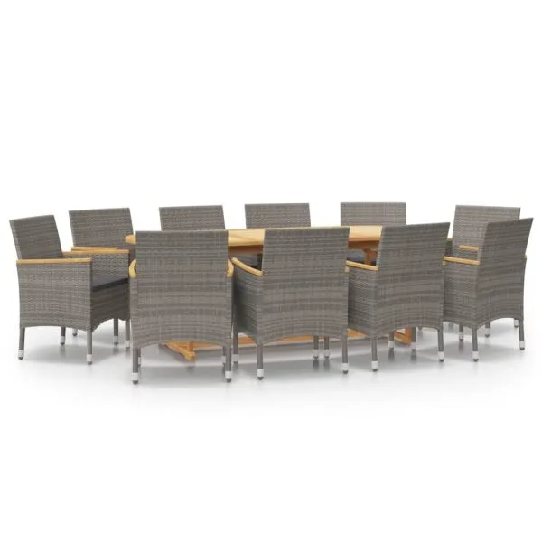Set mobilier de grădină cu perne, 11 piese, gri