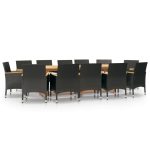 Set mobilier de grădină cu perne, negru, 13 piese