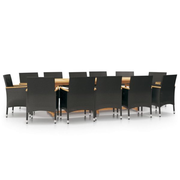 Set mobilier de grădină cu perne, negru, 13 piese