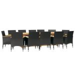 Set mobilier de grădină cu perne, negru, 13 piese