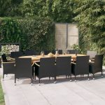 Set mobilier de grădină cu perne, negru, 13 piese