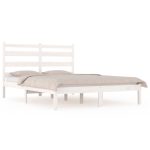 Cadru de pat, alb, 140×190 cm, lemn masiv de pin