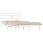 Cadru de pat, alb, 140×190 cm, lemn masiv de pin