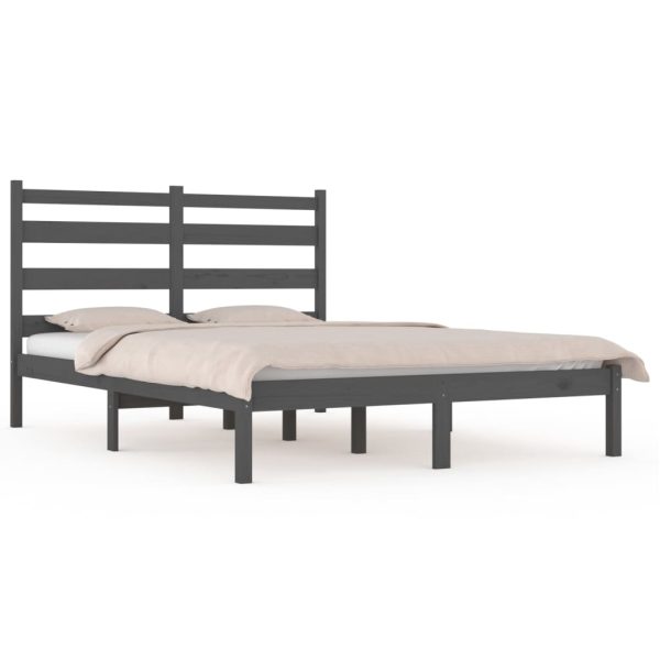 Cadru de pat, gri, 160×200 cm, lemn masiv de pin