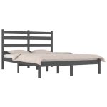 Cadru de pat, gri, 160×200 cm, lemn masiv de pin