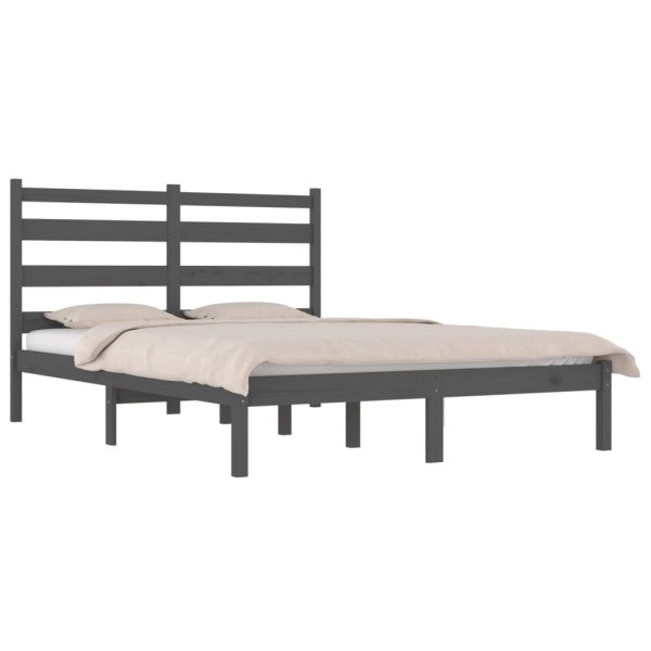 Cadru de pat, gri, 160×200 cm, lemn masiv de pin