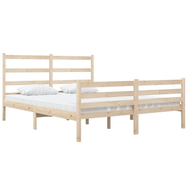 Cadru de pat mic dublu, 120×190 cm, lemn masiv de pin