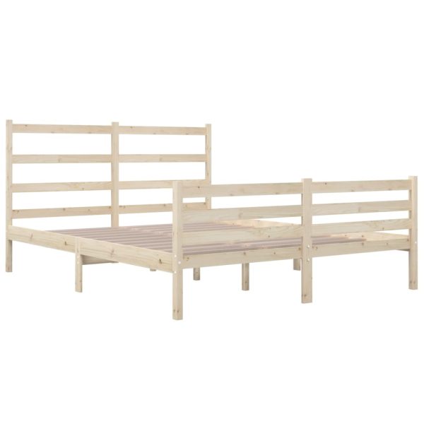 Cadru de pat mic dublu, 120×190 cm, lemn masiv de pin
