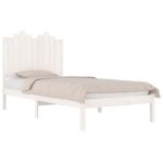 Cadru de pat single, alb, 90×190 cm, lemn masiv de pin