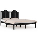 Cadru de pat mic dublu, negru, 120×190 cm, lemn masiv de pin