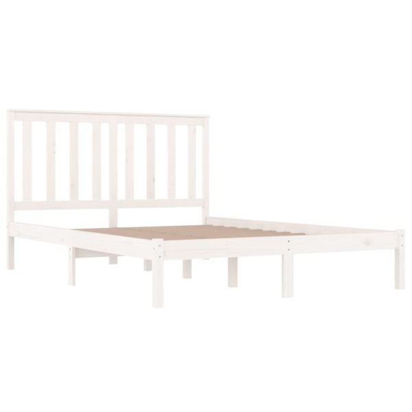 Cadru de pat King Size, alb, 150×200 cm, lemn masiv de pin