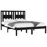 Cadru de pat mic dublu, negru, 120×190 cm, lemn masiv de pin