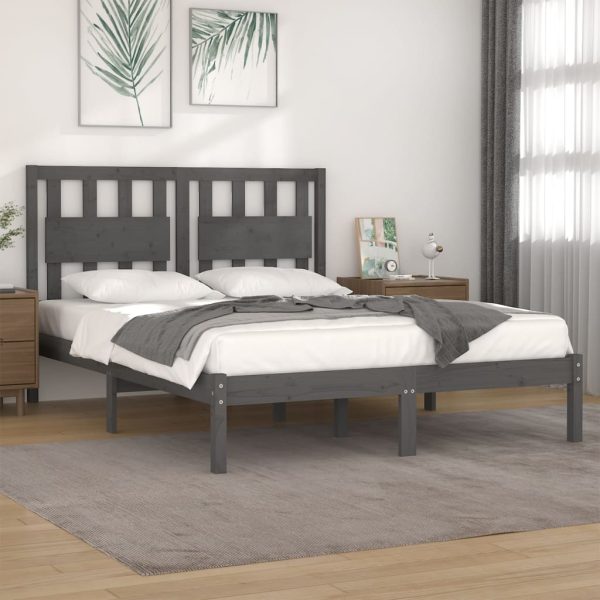 Cadru de pat, gri, 120×200 cm, lemn masiv de pin