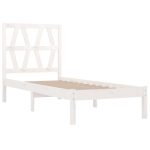 Cadru de pat single, alb, 90×190 cm, lemn masiv de pin