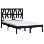 Cadru de pat mic dublu, negru, 120×190 cm, lemn masiv de pin