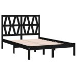 Cadru de pat mic dublu, negru, 120×190 cm, lemn masiv de pin