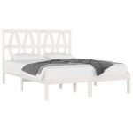 Cadru de pat, alb, 140×190 cm, lemn masiv de pin