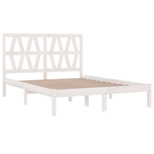 Cadru de pat, alb, 140×190 cm, lemn masiv de pin