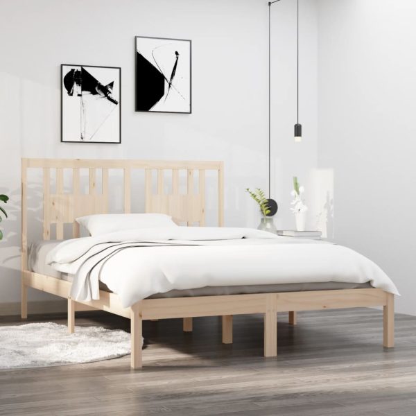 Cadru de pat mic dublu, 120×190 cm, lemn masiv