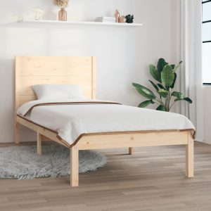 Cadru pat fără saltea, 100×200 cm, lemn masiv pin