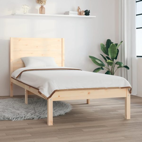 Cadru pat fără saltea, 100×200 cm, lemn masiv pin
