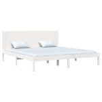 Cadru de pat Super King, alb, 180×200 cm, lemn masiv