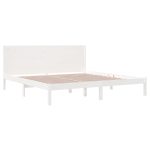 Cadru de pat Super King, alb, 180×200 cm, lemn masiv