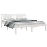 Cadru de pat King Size, alb, 150×200 cm, lemn masiv
