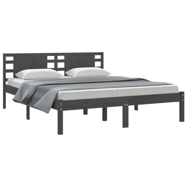 Cadru de pat, gri, 160×200 cm, lemn masiv de pin