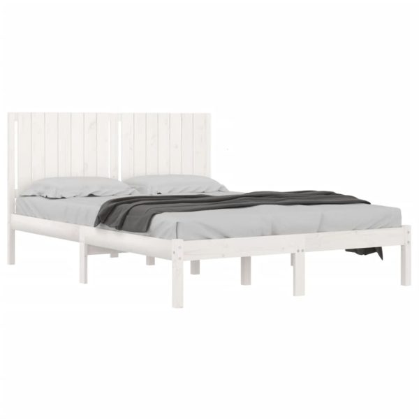 Cadru de pat King Size, alb, 150×200 cm, lemn masiv