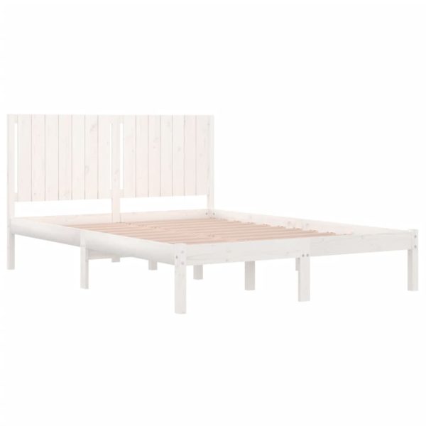 Cadru de pat King Size, alb, 150×200 cm, lemn masiv