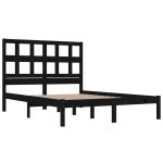 Cadru de pat mic dublu, negru, 120×190 cm, lemn masiv de pin